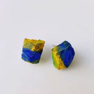 Blue Small Cube Earrings