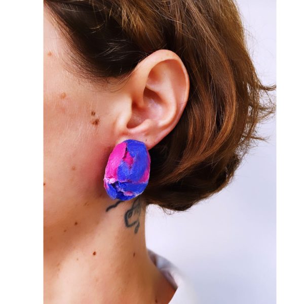 Pink Blue Oval Earrings - Image 5