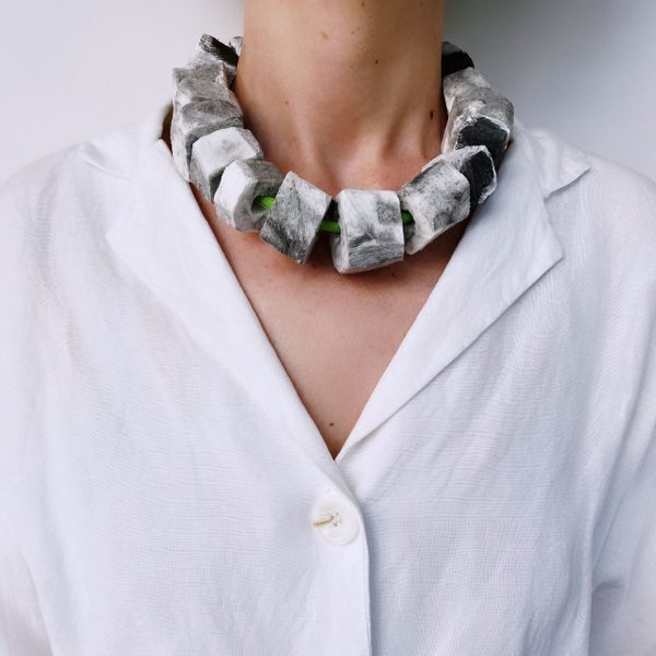 White Grey Cubes Necklace - Image 5